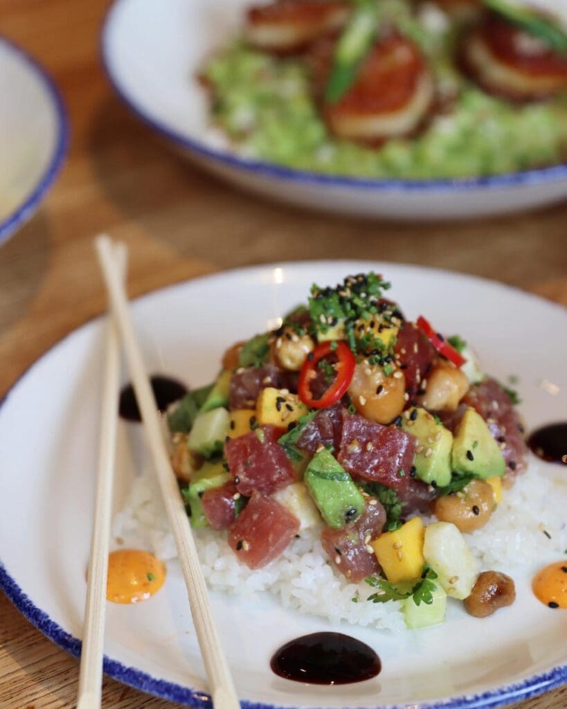 The tuna poke is a rising star on the expansive Pacific Table menu.