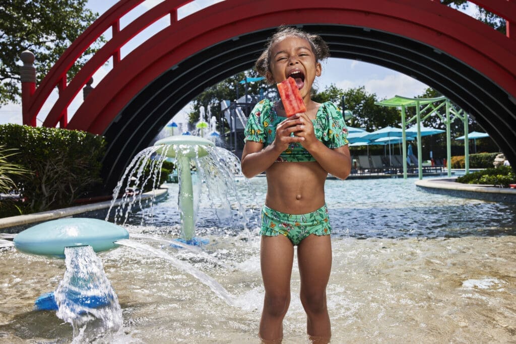 JadeWaters has something for every age, including a kid's splash and play area, two 180-foot slides, and more.