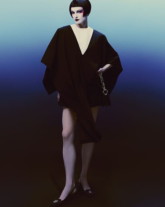 Louis Vuitton dress, Coussin BB handbag $4,800, at select Louis Vuitton boutiques, 866.VUITTON, louisvuitton.com. 
