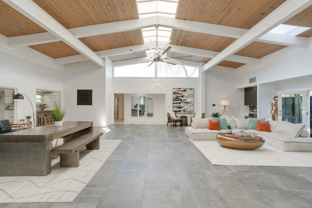 The vast multi-function great room with its premier loft vibe at 3401 Dorothy Lane.
