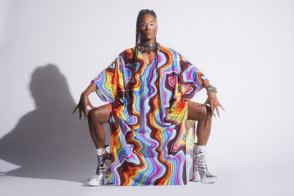 Billy Porter in the Billy Porter Pride kaftan, Oday Shakar for KAFTKO. (Photo by Andrew Egan)