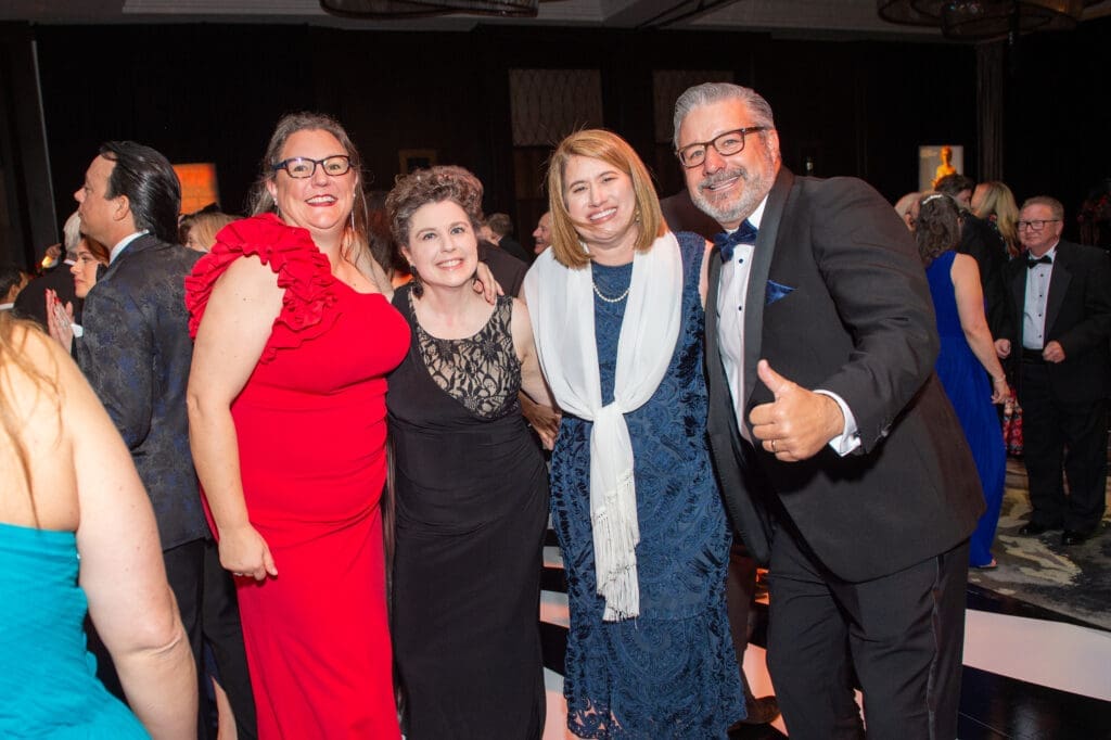 Anna Frame, Katrina Rieser, Lisa Ann Hofmann, Bruce Miller at the Alley Theatre gala. (Photo by Jacob Power)