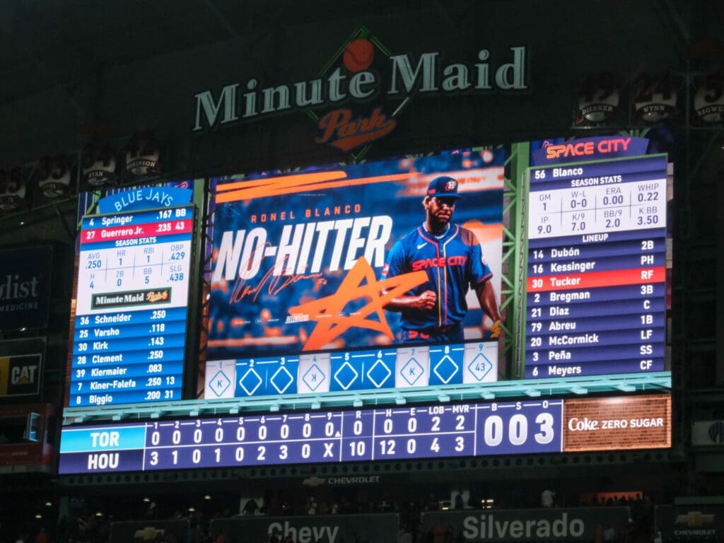 This is the seventh no hitter of this Golden Era of Houston Astros baseball and the 17th overall in franchise history. But what Ronel Blanco did may be the best story of all. (Photo by F. Carter Smith)