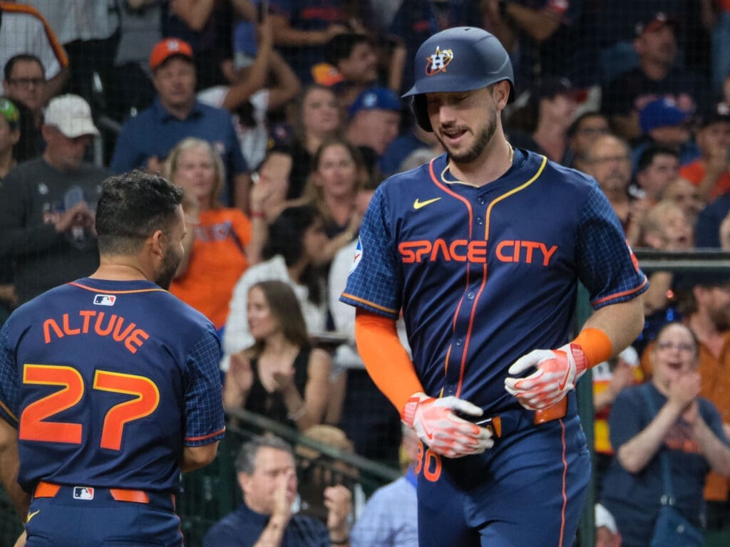 Houston Astros Jose Altuve and Kyle Tucker can do a lot of damage t the plate. (Photo by F. Carter Smith)