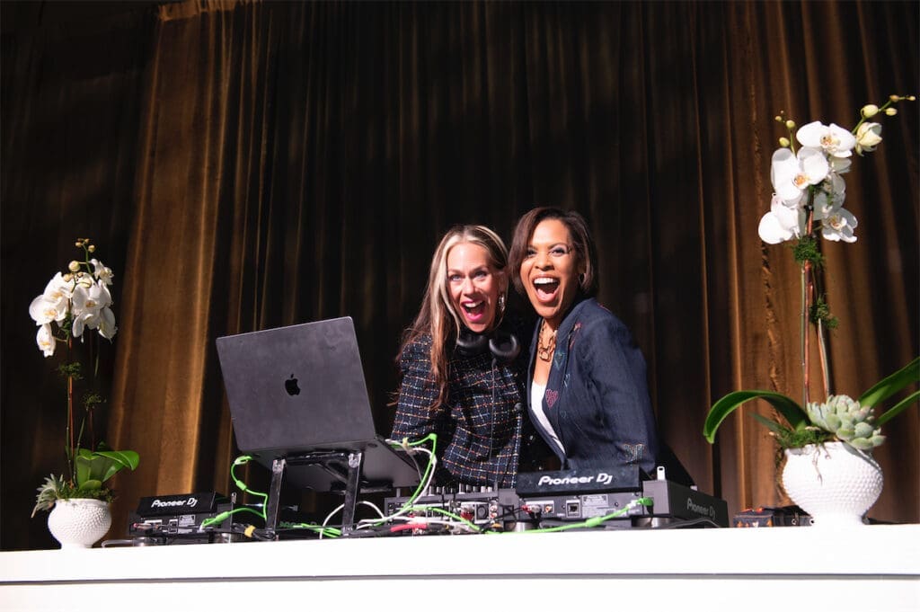 DJ Lucy Wrubel and NBC5's Laura Harris (Photo by Tamytha Cameron, Celeste Cass and Nate Rehlander)