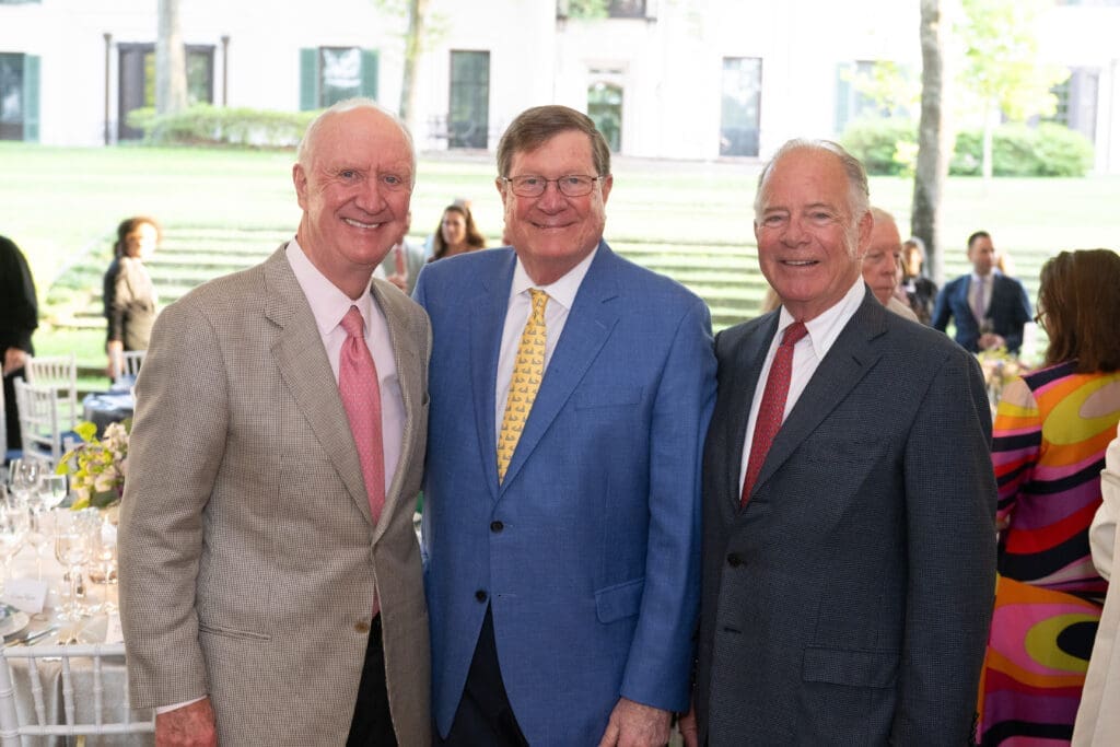 Frank Hevrdejs, Jim Weaver Butch Abendshein at the Bayou Bend Garden Party (Photo by Wilson Parish)