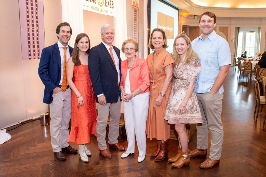 John Ed & Lizzy McGee, Skip McGee, Eleanor Deedo Bailey, Susie McGee, Katie McGee Field & Alex Field at the Texas Exes Longhorn Legacy Scholarship Gala (Photo by Jacob Power)