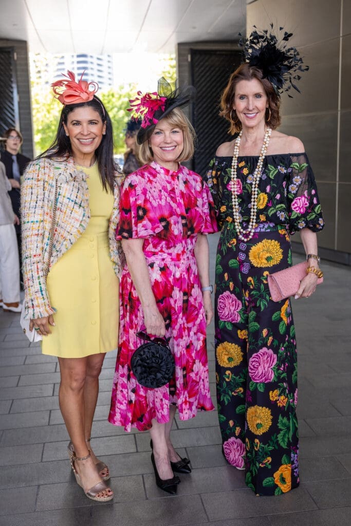 Kristy Bradshaw, Kelley Lubanko, Phoebe Tudor at the Hats in the Park luncheon. (Photo by Jenny Antill)