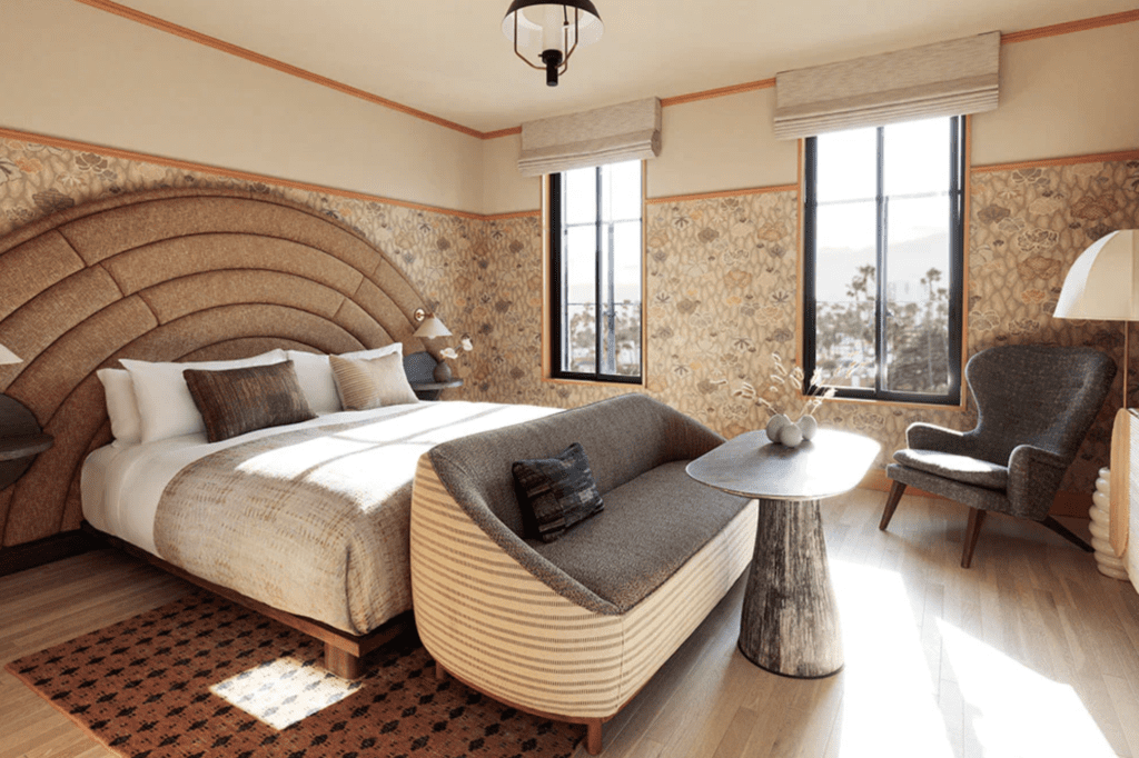 Kelly Wearstler designed room at Proper Hotel with Twenty2 wallpaper