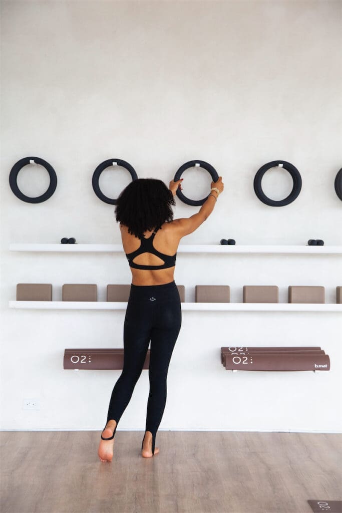 Inside the yoga room at O2 Dallas. (Photo by Brooke Casillas)