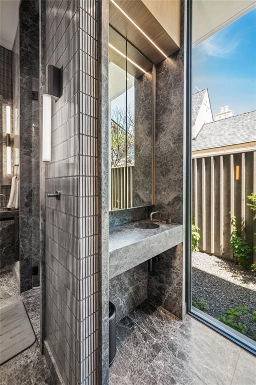 The primary bathroom suite. 