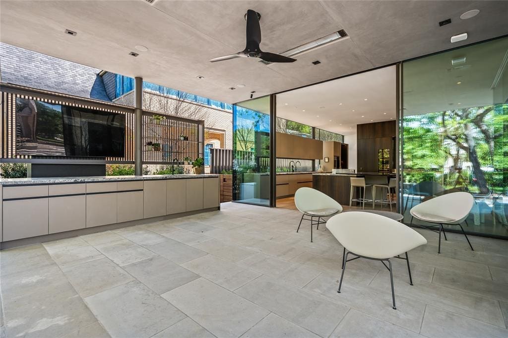 A minimalist outdoor oasis is designed by Dallas-based Paper Kites Studio, which has also designed areas of Klyde Warren Park.