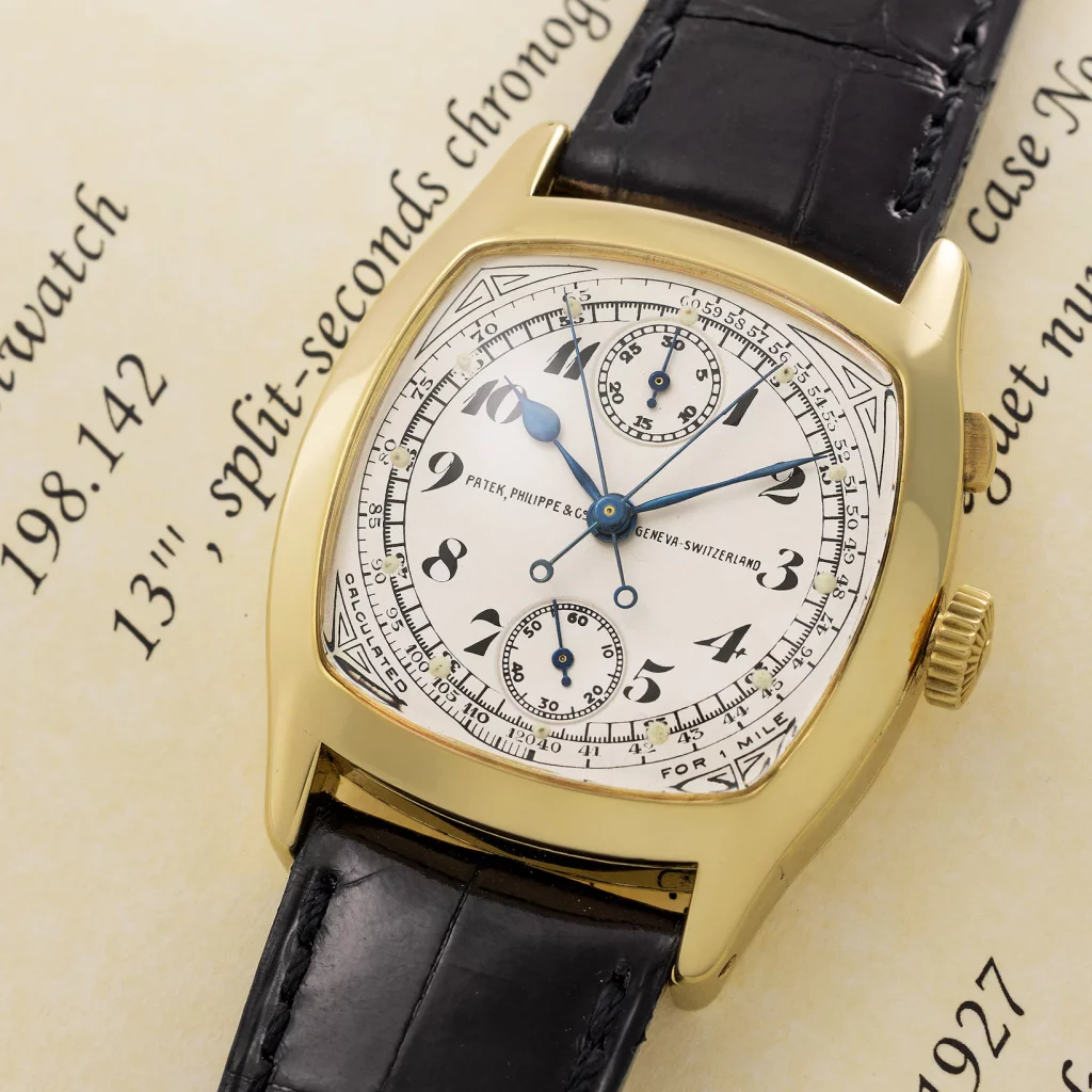 The Sir Henry Segrave Patek Philippe watch that sold for $1.85 million at the Monaco Legend Group’s Exclusive Timepieces Auction. (Photo courtesy of Monaco Legend Group)