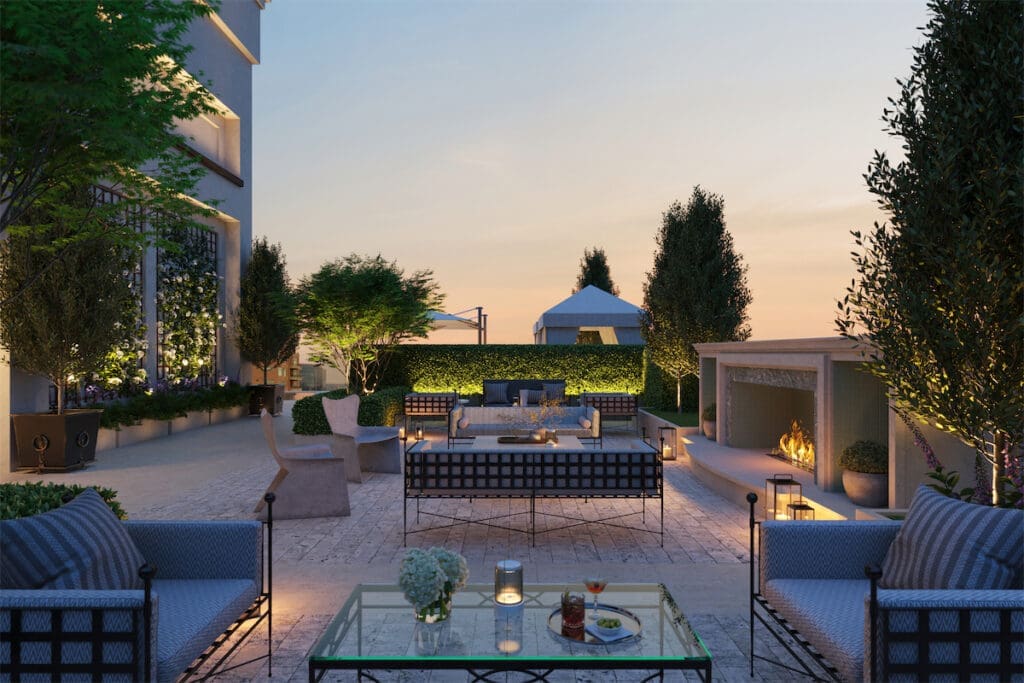 The Rosewood Residences' private rooftop garden. 