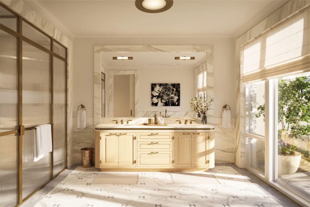 A rendering of a bathroom suite in one of the Rosewood Residences condos. 