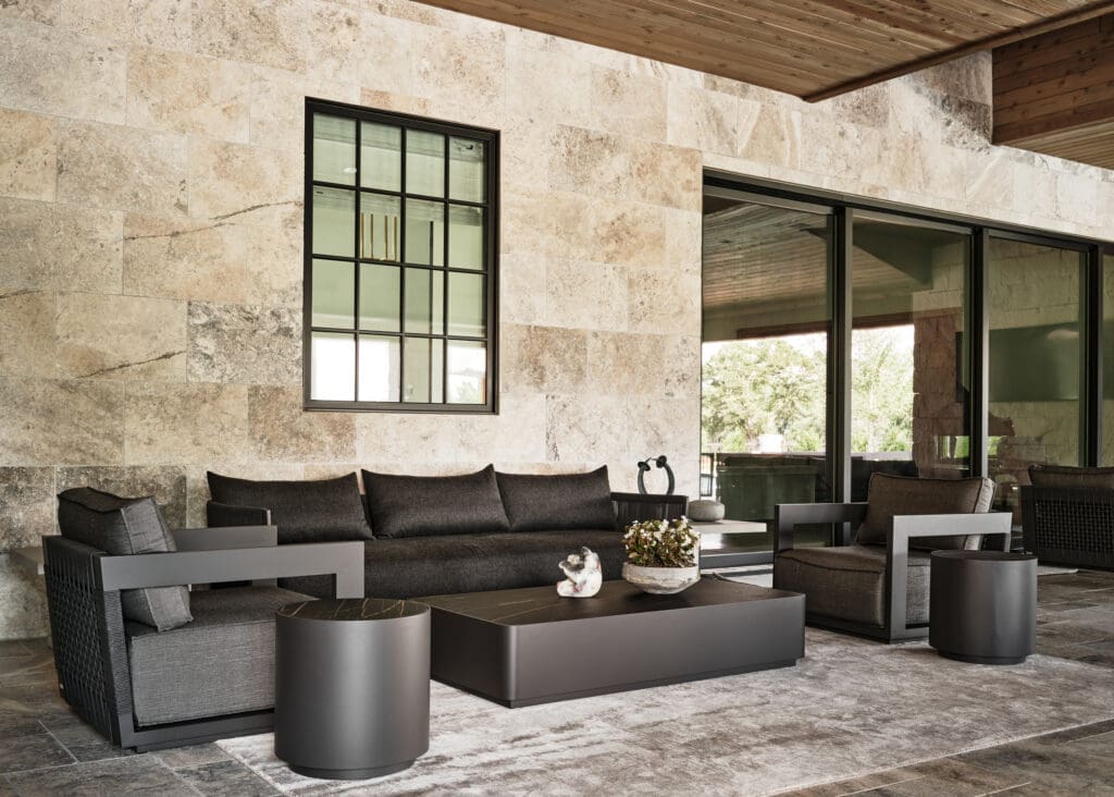 When creating outdoor spaces, the arrangement of mixed materials can give a contemporary look. (Photography by Stephen Karlisch)