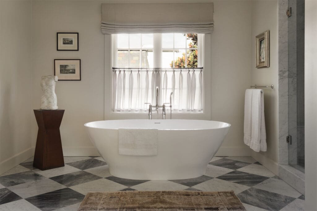 An Alissa soaker tub in the main bathroom.  (Photo by Trevor Parker)