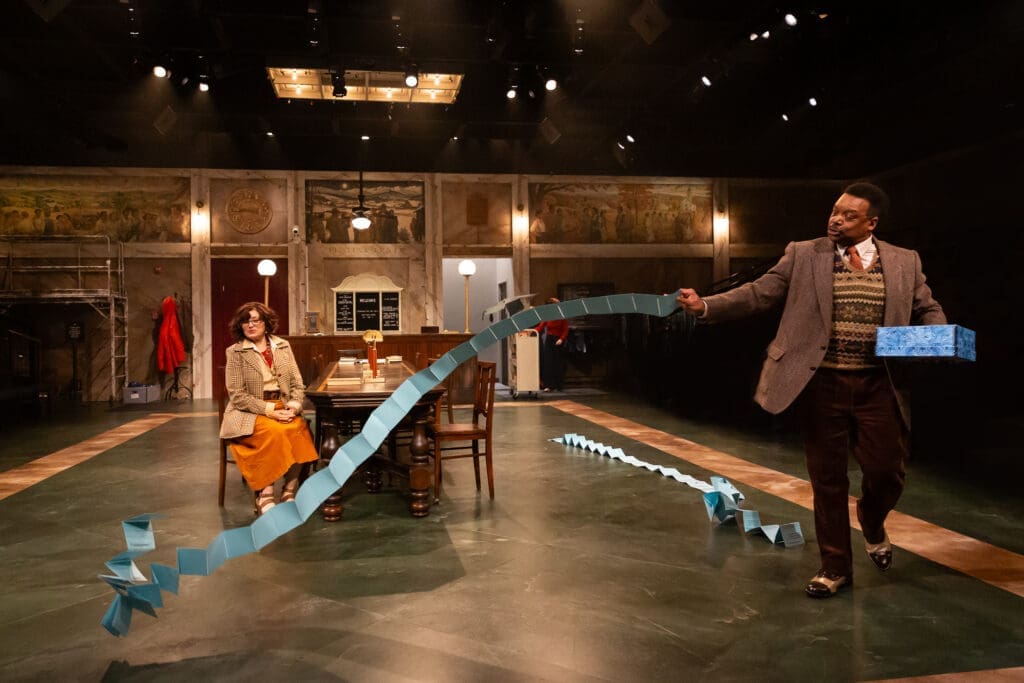 Shawn Sides and Shawn Hamilton play off each other in Alley Theatre’s production of Thornton Wilder’s The Emporium. (Photo by Lynn Lane)