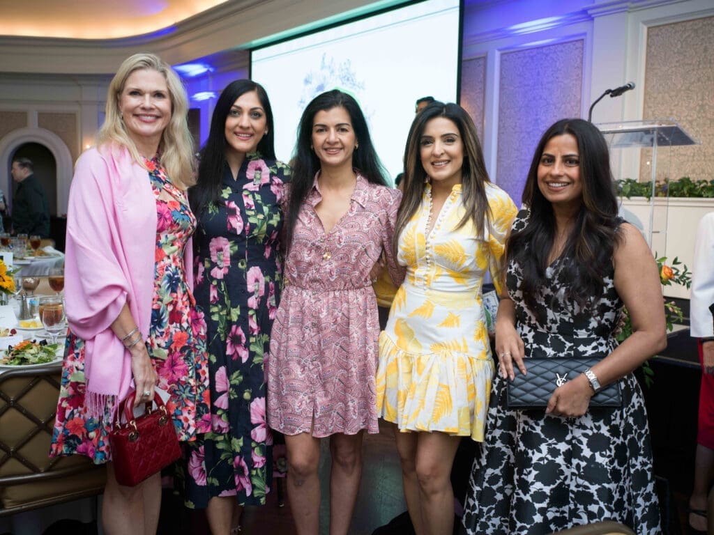 Amy Pierce, Sippi Khurana, Naureen Malik, Sneha Merchant, Ruchi Mukherjee at CanCare's 30th annual Hope Survivorship luncheon. (Photo by Daniel Ortiz)