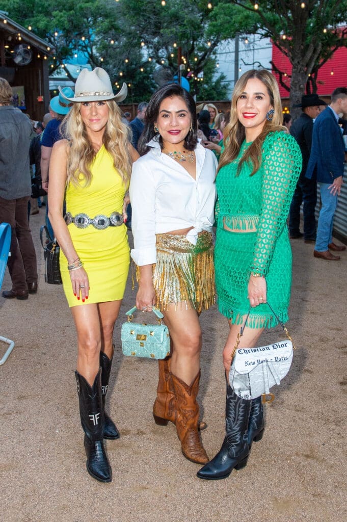 Andrea Simmons, Elia Gabbnelli, Yanette Carmona at the Cattle Baron's Ball kick-off held at The Rustic Downtown. (Photo by Jacob Power)