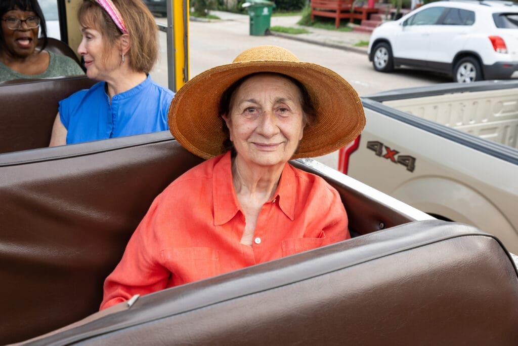 Angeliki Stillman on Mister McKinney's bus (Photo by Emily Jaschke)