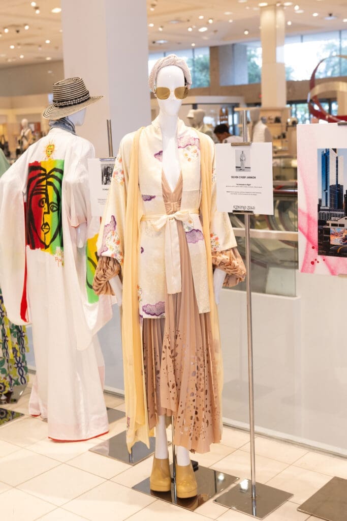 'Archimedes in Flight' Kimono designed by Selven O'Keef Jarmon at Kimono Zulu fashion exhibition at Neiman Marcus (Photo by Wilson Parish)