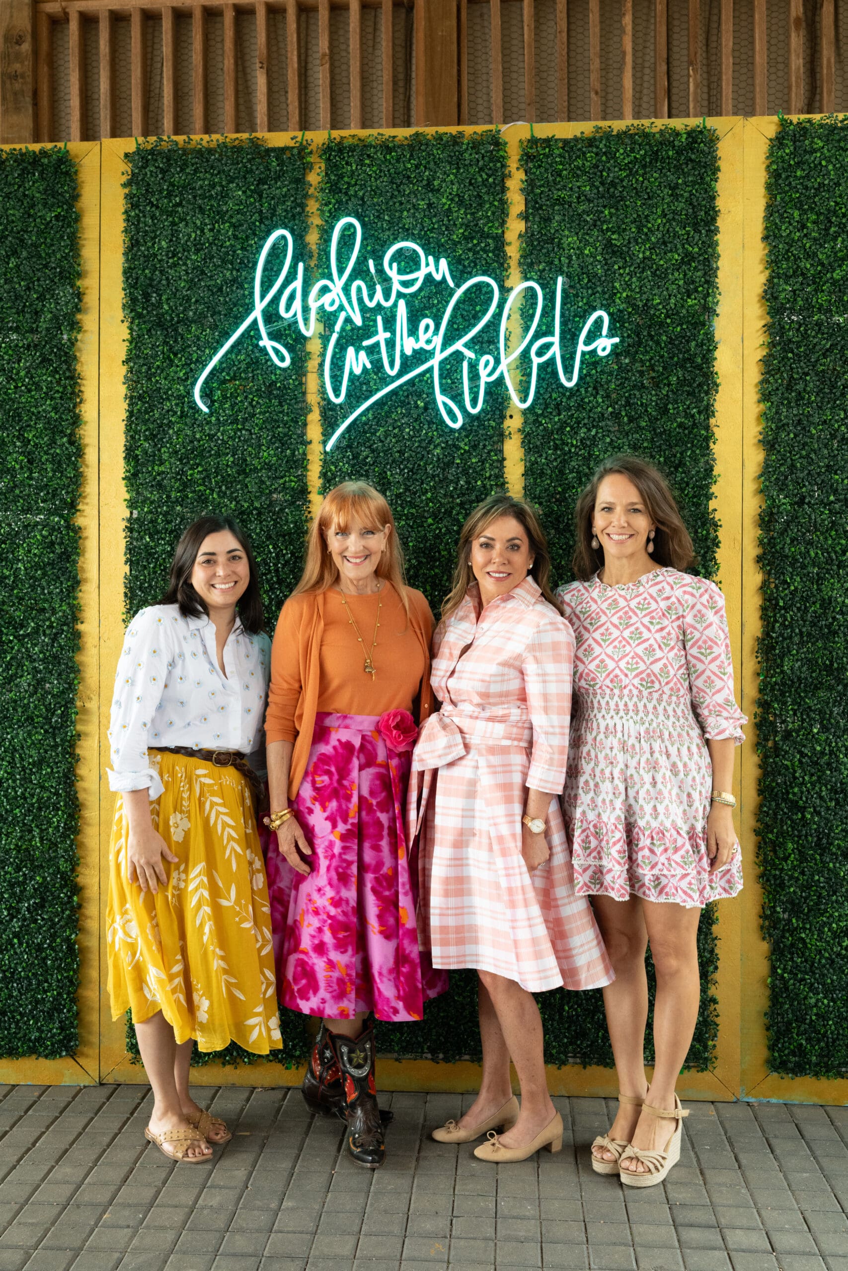 Ariel Lopez, Gracie Cavnar, Elizabeth Phillips and Brittany Faulk at Fashion in the Fields at Hope Farms benefitting Recipe for Success Foundation April 2024 (c) Daniel Ortiz