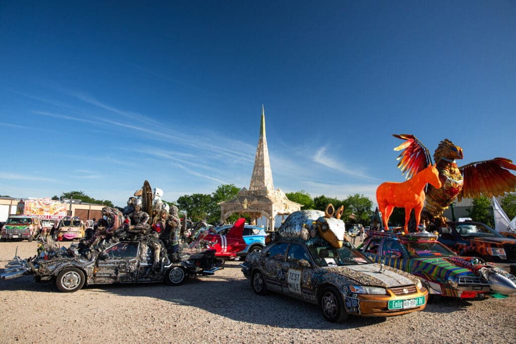 Art Cars and Temple by David Best (Photo by Daniel Jackson) 