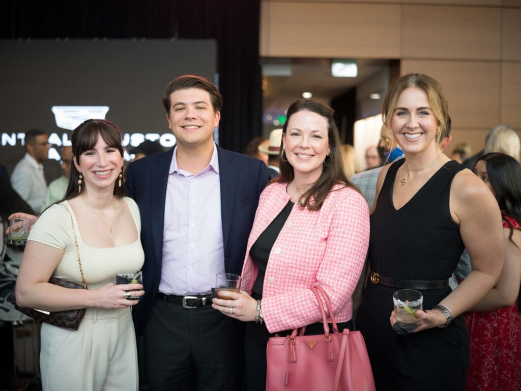 Carmen Skok, Will Moody, Emily Loomis, Jessica Morrison at the grand opening of Central Houston Cadillac's new location near NRG Park (Photo by Daniel Ortiz)