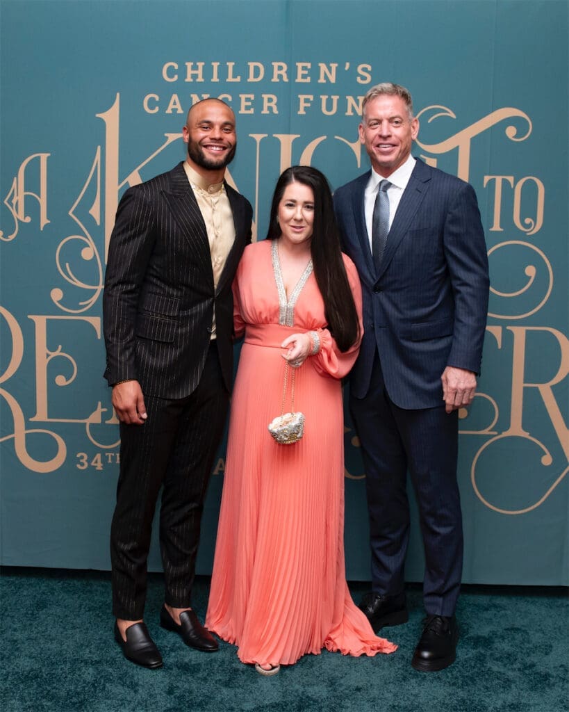 Dak Prescott, Emberli Pridham, Troy Aikman (Photo by Tamytha Cameron)