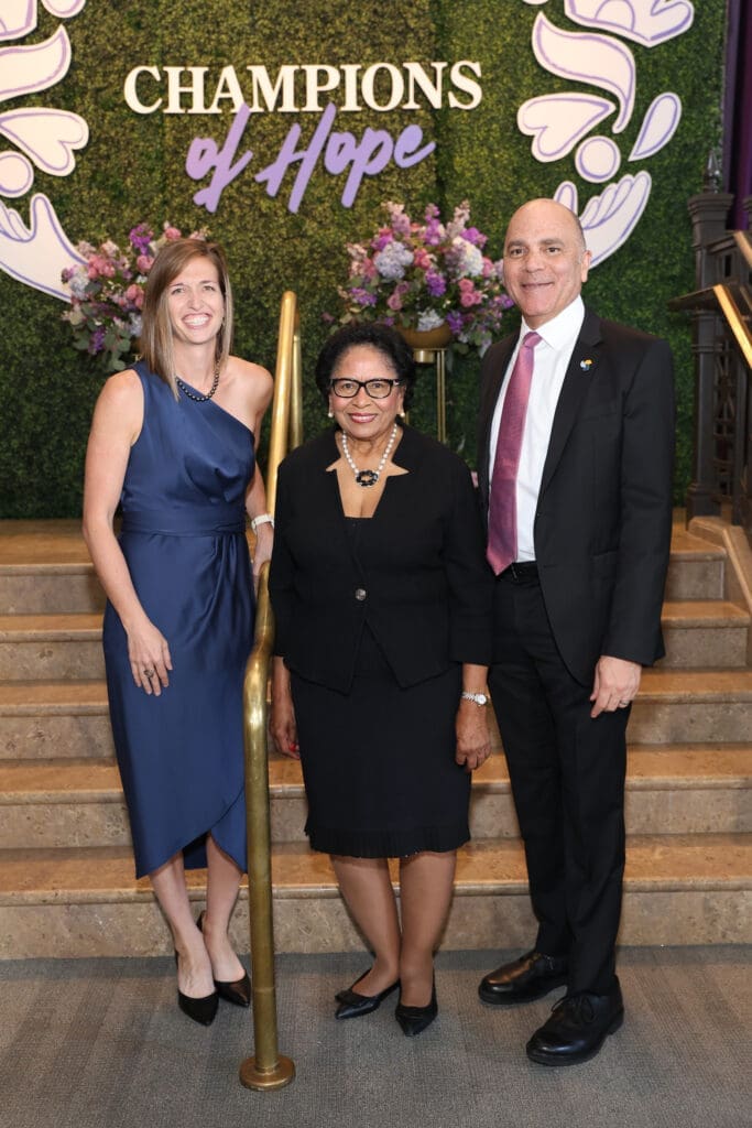 Dr. Lindsay Whorton, Dr. Ruth Simmons, Wallace B. Jefferson at the Holdsworth 'Champions of Hope' dinner (Photo by Priscilla Dickson)