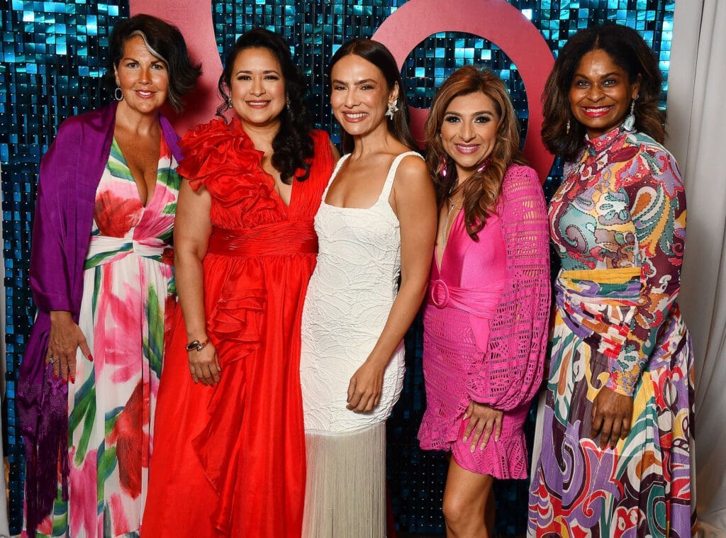 Heidi Turney, Patricia Garcia, Patricia Bonaldi, Jolene Trevino, Hasina Starks at the Latin Women's Initiative fashion show and luncheon. (Photo by Dave Rossman)