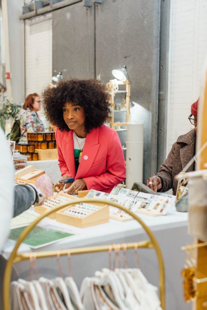 Vendor enjoying a Markets for Makers event (Photo by Cole LoCurto)