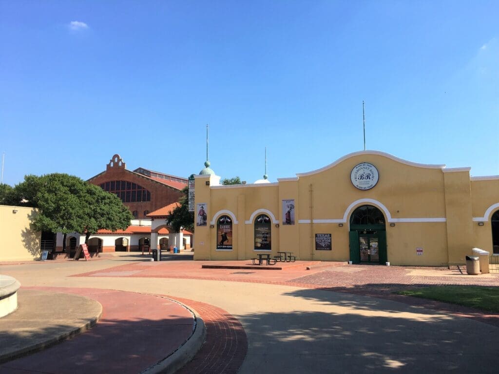 Outside view of the historic Stockyards Exhibits building at Rodeo Plaza.