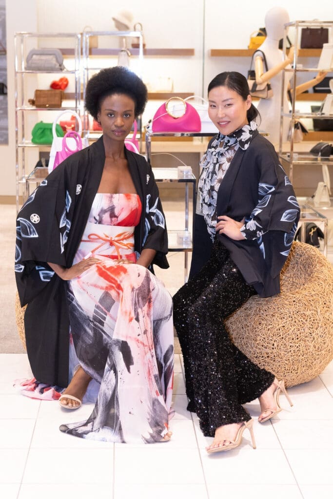 Models in Kimonos designed by Soi-K at Kimono Zulu fashion exhibition at Neiman Marcus (Photo by Wilson Parish)