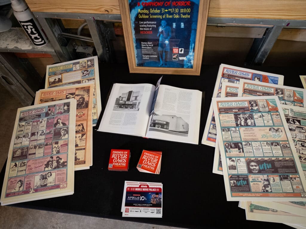 Old memorabilia of River Oaks Theater's early life got displayed at this comeback sneak peek. (Photo by F. Carter Smith) 