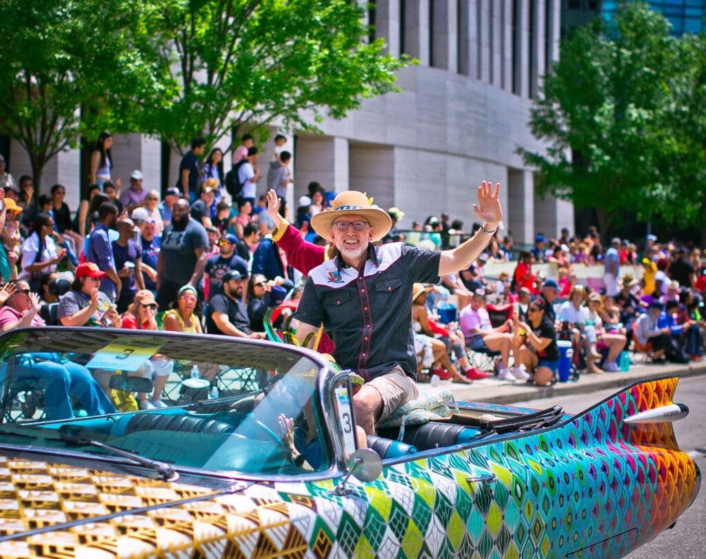 Grand Marshal Brock Wagner at the Orange Show Art Car Parade
(Photo by Morris Malakoff) 