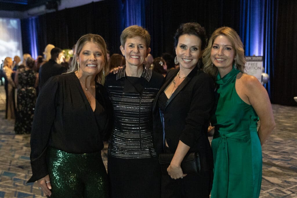 Kelly Dunnavant (Maribou Midstream Services: 2024 Gala & Auction Presenting Sponsor), Julie Ambler (TWCA Head of School), Jennifer Millington  and Amanda Salerno show their support. (Photo by Kyle Rogers)