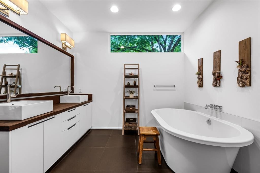 The primary bathroom suite. 