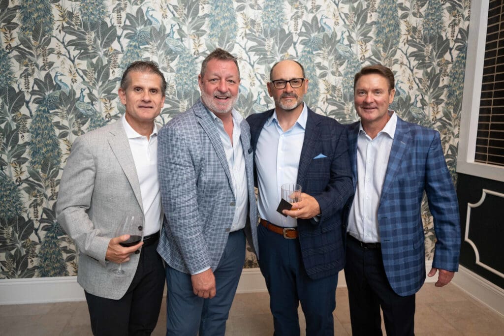 Mike Slaughter, Stuart Roy, Gabriel Birdsall, Kyle McFarland at the opening of opulent steakhouse Turner's Cut, located in Autry Park (Photo by )