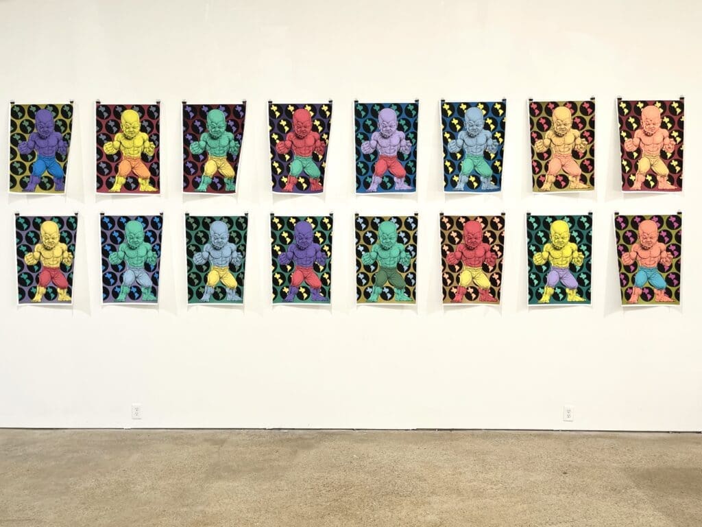Ron English's "Texas Temper Tot installation," 2024. This piece is part of English's "Texas: Naturally Surreal," on view at Ro2 Art Gallery. (Photo by Ro2 Gallery)