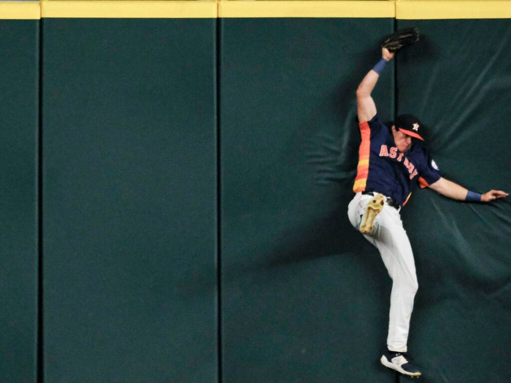 Astros centerfielder Jake Meyers is capable of pulling off defensive magic. (Photo by F. Carter Smith)