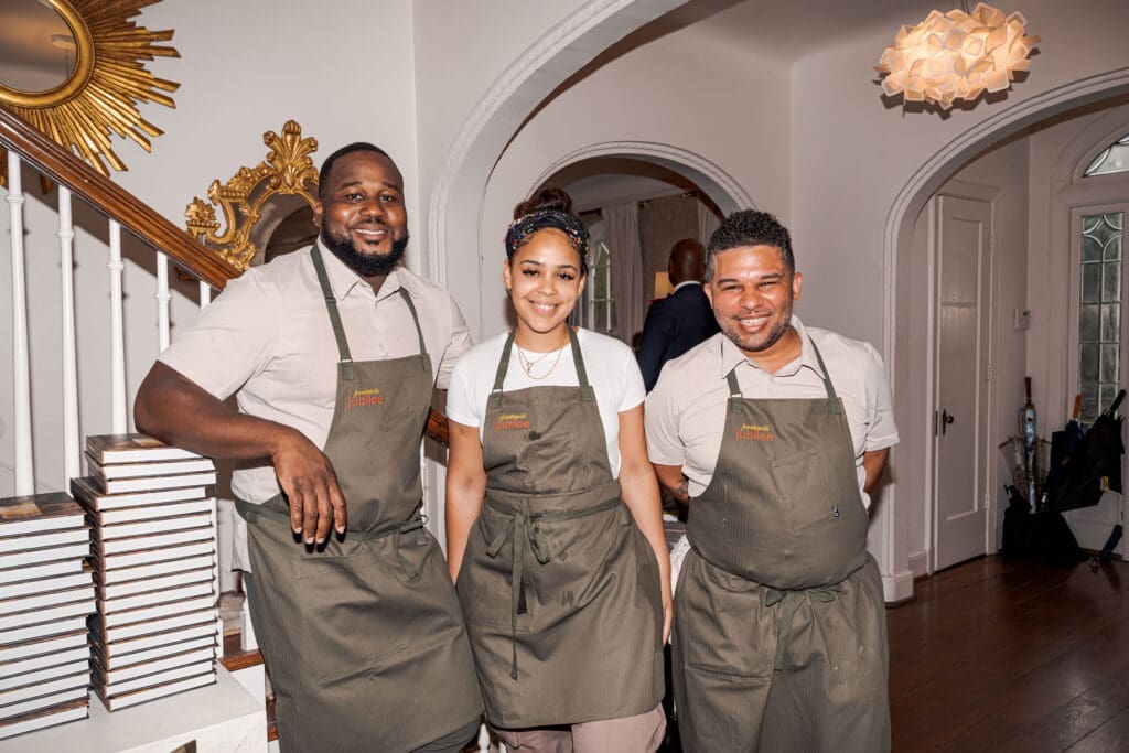 Chefs Ope Amosu, Florangel Polanco, Dominick Lee at the Juneteenth Jubilee dinner.