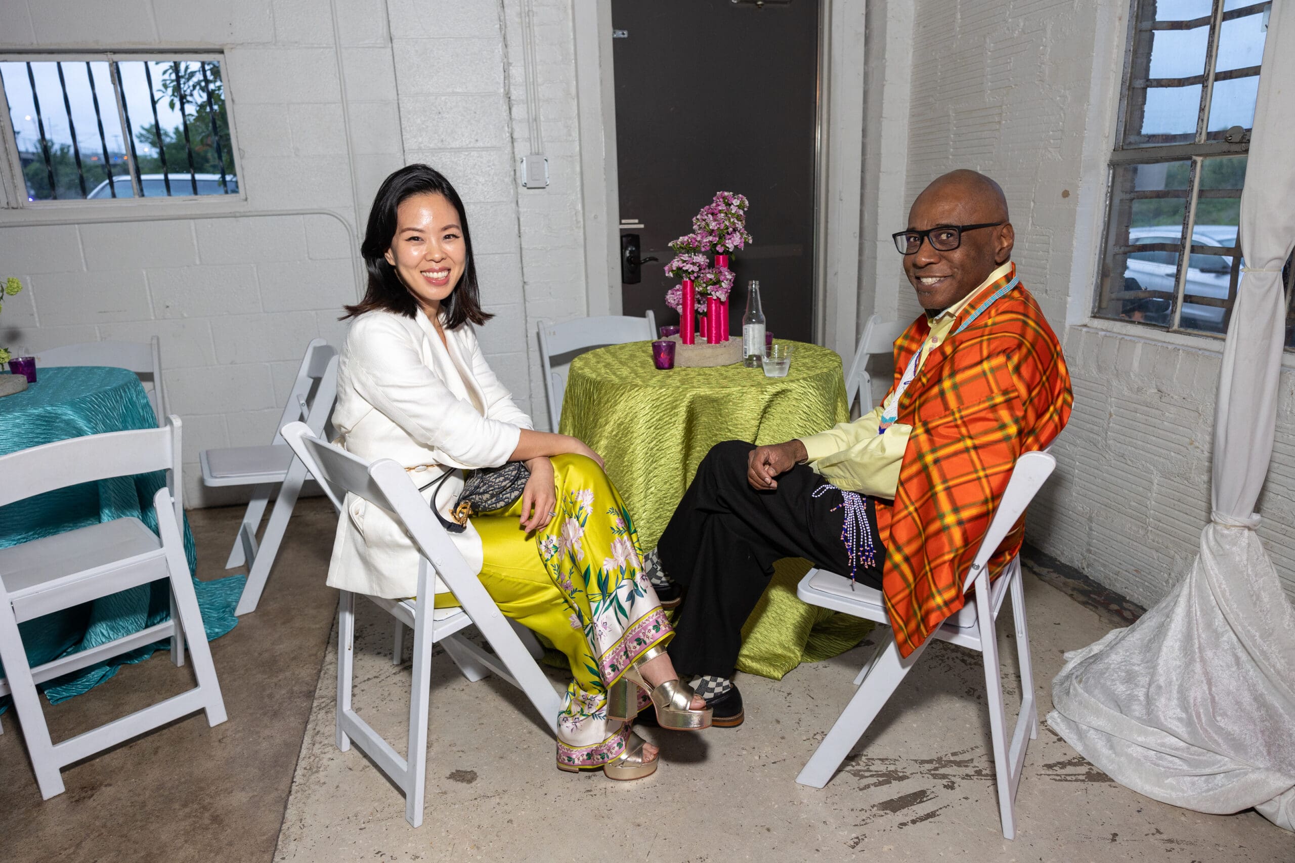 Christy Lynn Lee, Selven O’Keef Jarmon at the 2024 Glasstire Party and Auction (Photo by Jenny Antill)