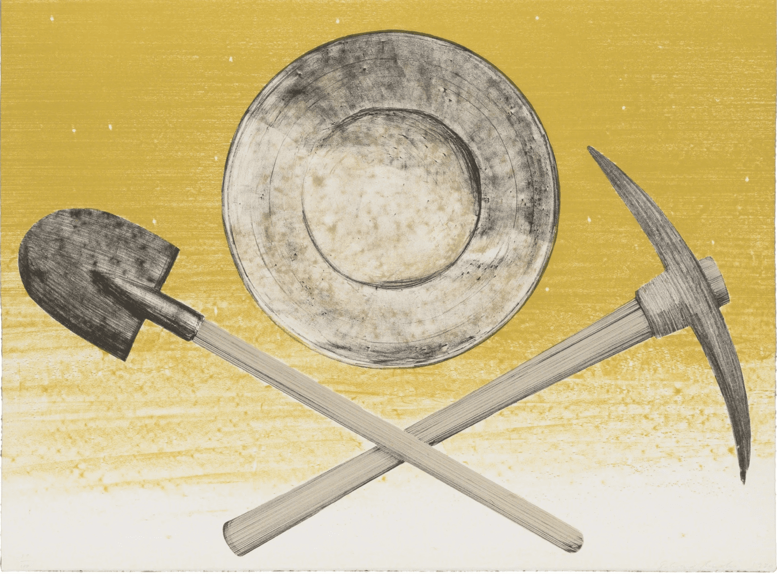 Ed Ruscha's lithograh Pick, Pan, Shovel, 1980, is one of Lester Marks' signature works in his upcoming auction set for Wednesday, June 5, 2024, presented by Lewis & Maese in Houston.