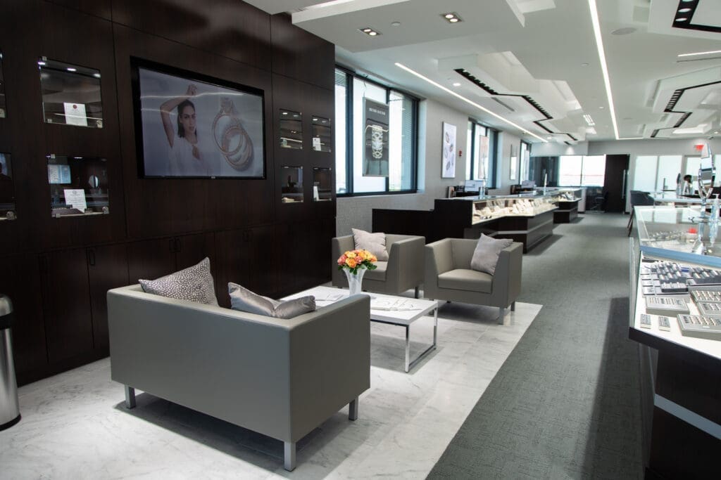 Diamonds Direct showroom is an elegant space to learn more about diamonds — both natural and lab created.