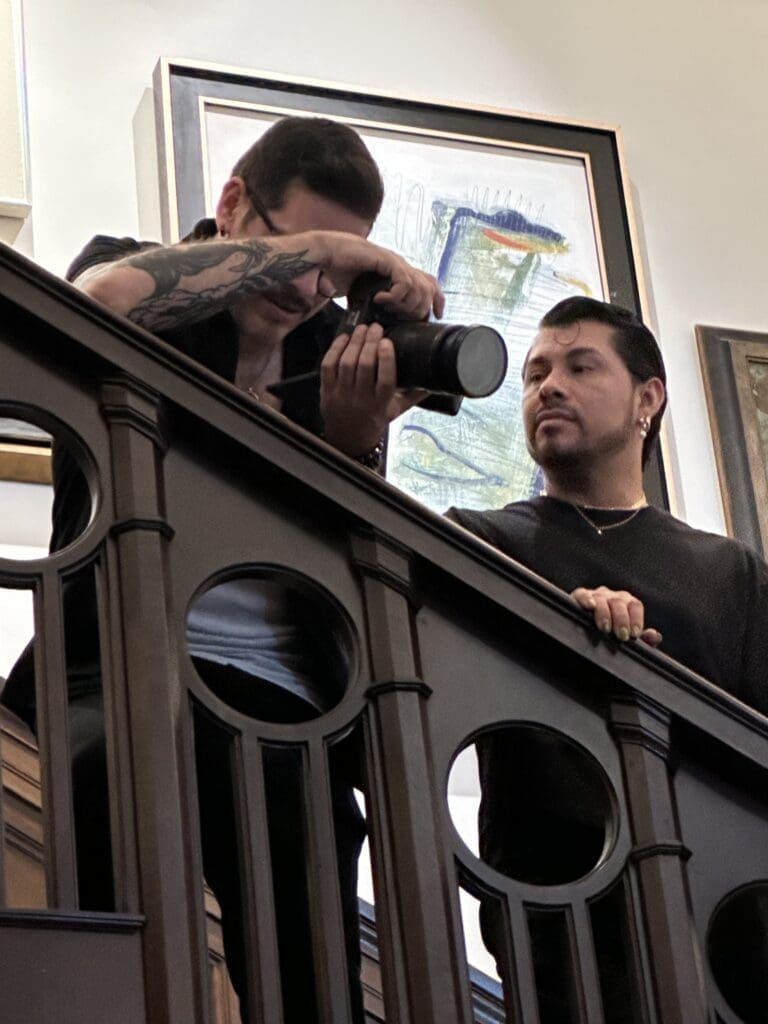 Photographer Alejandro Salinos behind the camera for the PaperCity Philanthropy in Fashion  Best Dressed photo shoot at La Colombe d'Or. (Photo by Shelby Hodge)