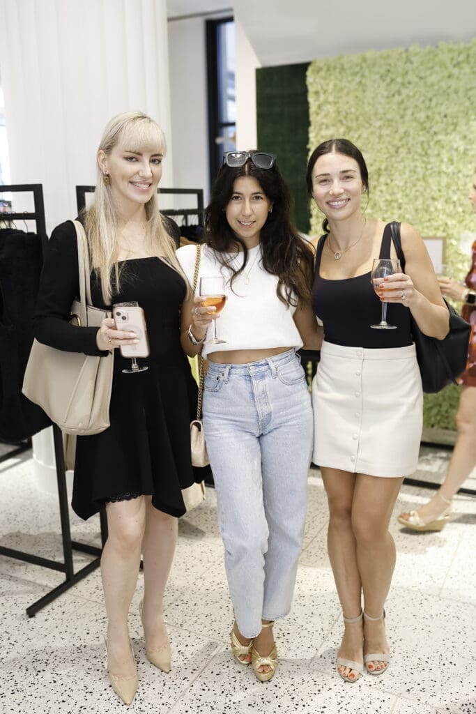 Lana Muranovic, Camila Cubero, and Katya Kulic at the Camp Aspen pop-up at Tootsies (Photo by Quy Tran)