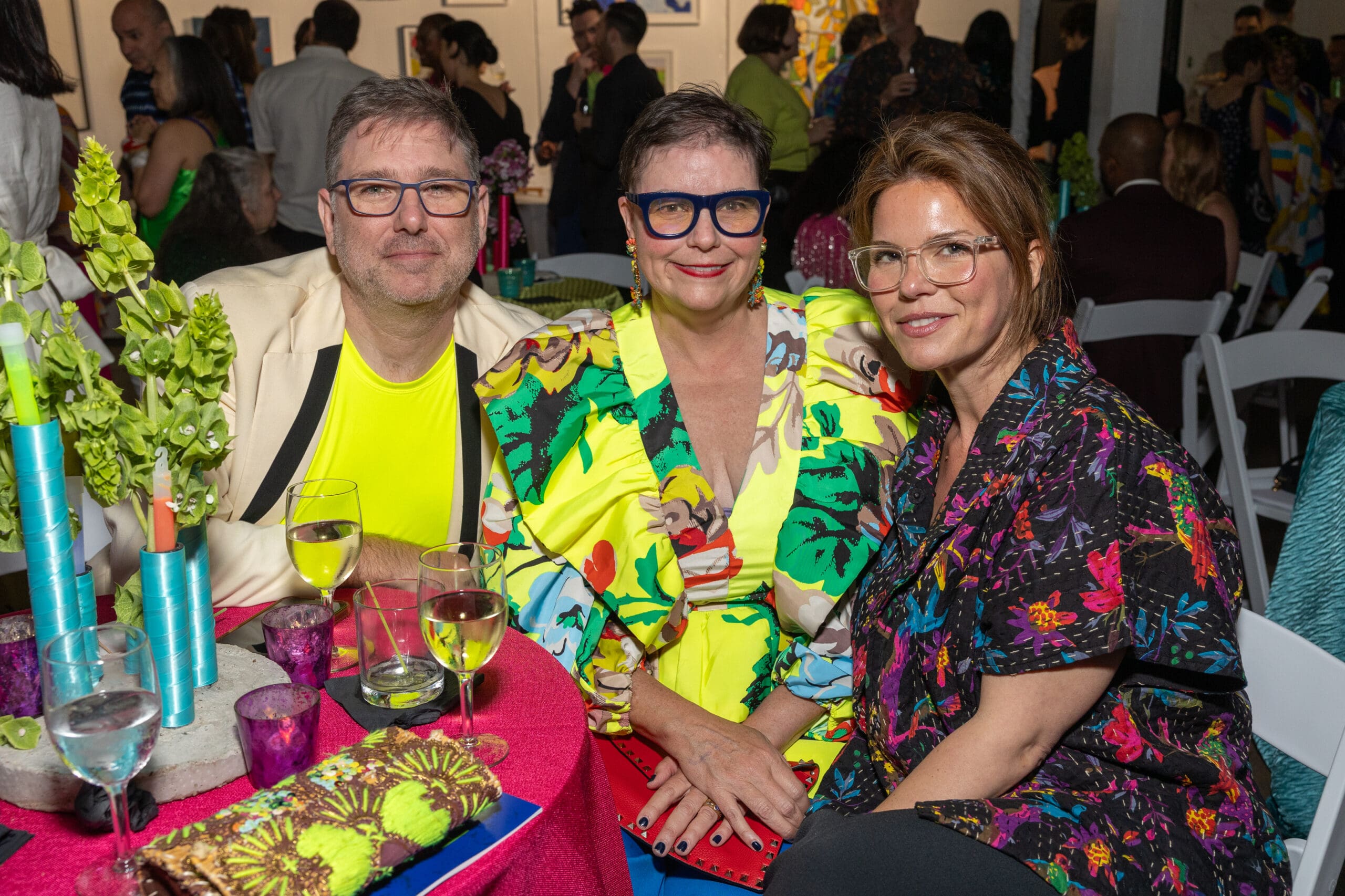 Mark Johnson, Jenny Johnson, Jessica Phifer at the 2024 Glasstire Party and Auction (Photo by Jenny Antill)