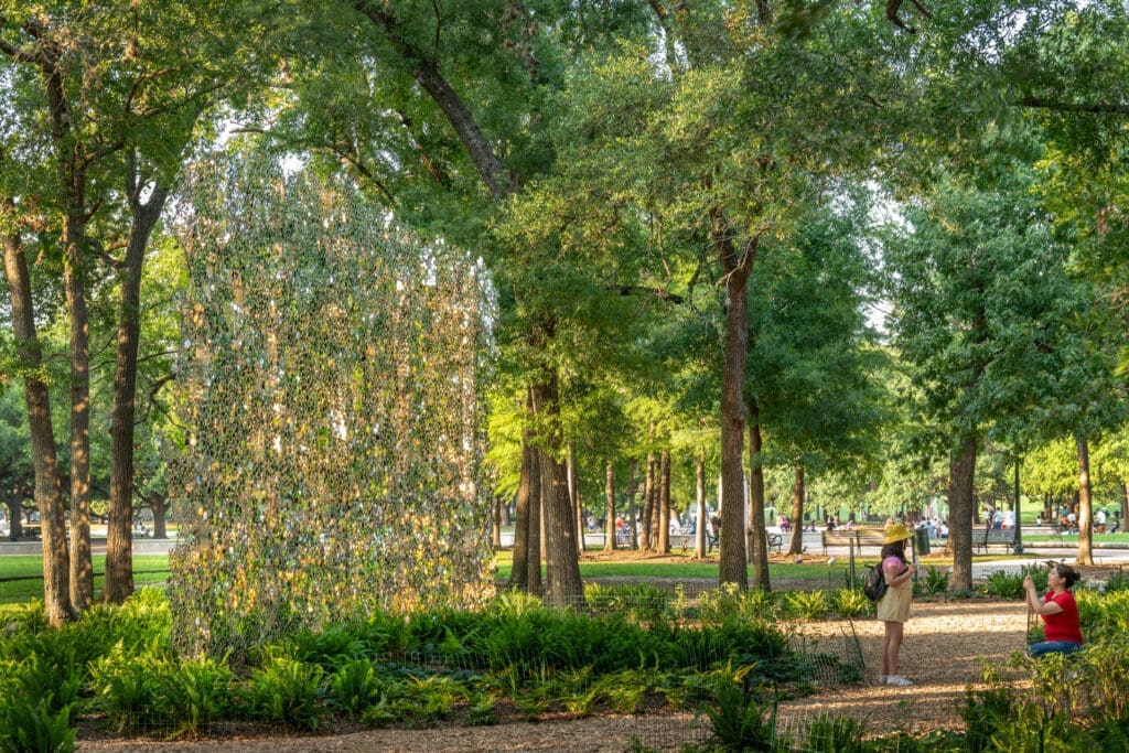 Alyson Shotz's "Scattering Surface" in Hermann Park certainly makes an impression. (Photo courtesy of Nash Barker) 